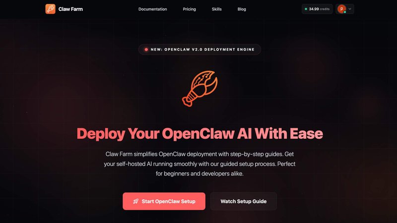 Claw Farm application interface and features