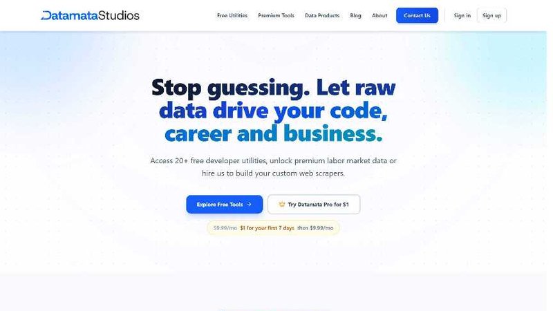 Datamata Studios application interface and features