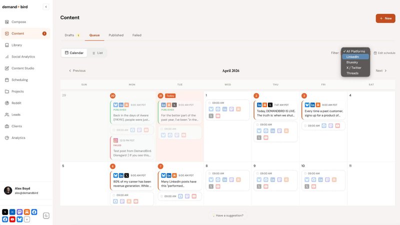 DemandBird application interface and features