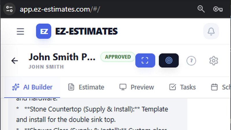 EZ-Estimates application interface and features