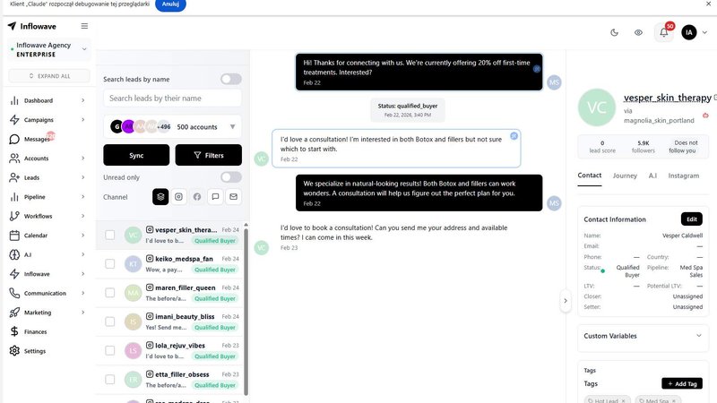 Inflowave application interface and features