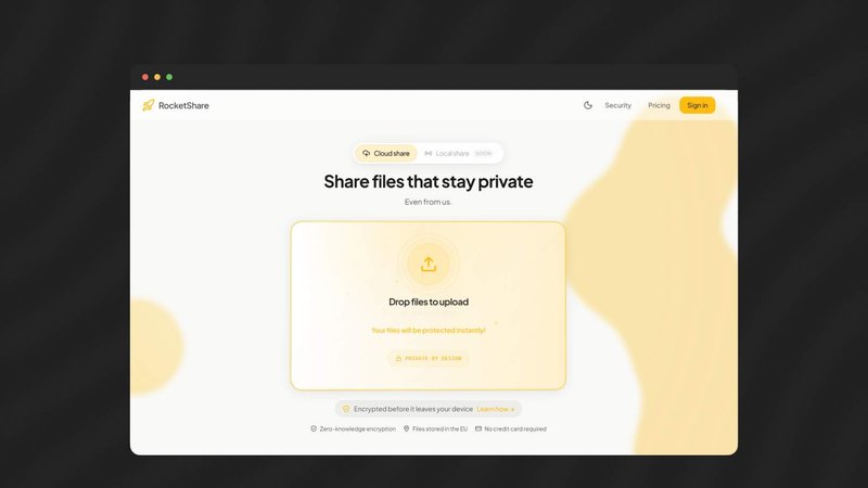 RocketShare application interface and features
