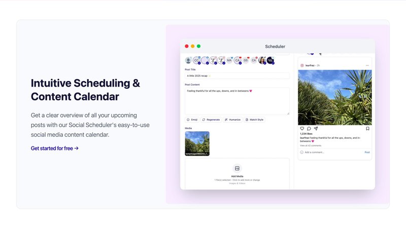 Scheduler.social application interface and features