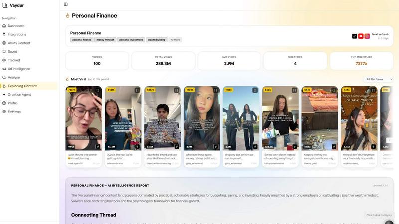 Vaydur AI application interface and features