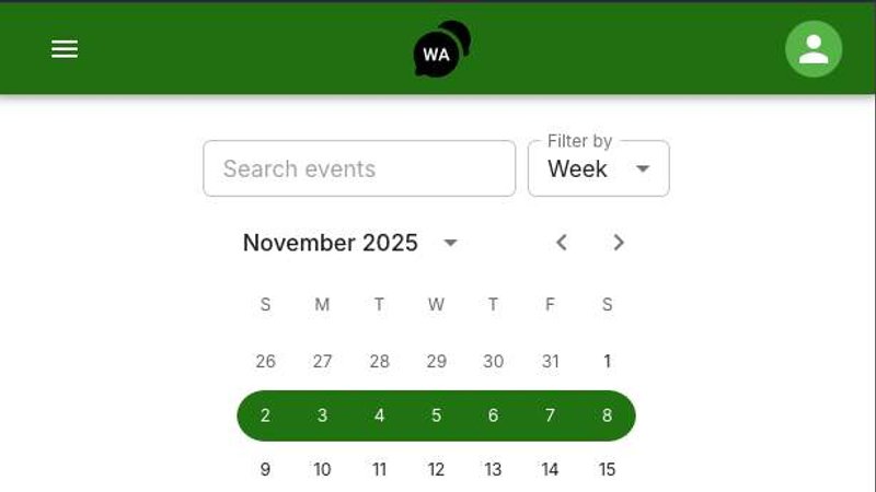 WA Reminders application interface and features
