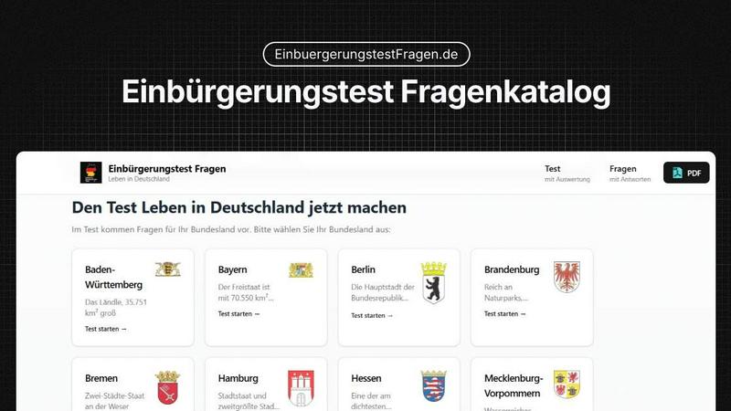 EinbuergerungstestFragen application interface and features