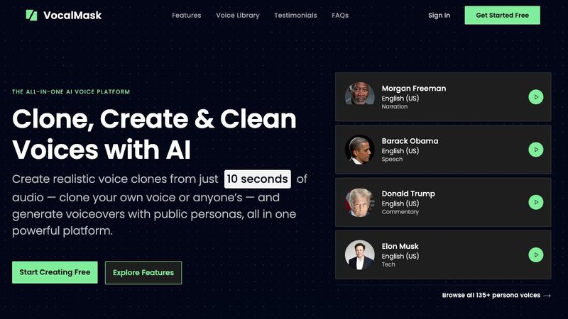 VocalMask application interface and features